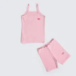 طقم بناتى هارت توب و شورت-بينك