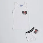 طقم بناتى كت عريض هوت شورت -ابيض