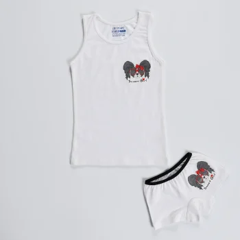 طقم بناتى كت عريض هوت شورت -ابيض