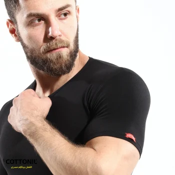 نصف كم ( V ) قطن ستريتش الوان