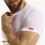 نصف كم قطن ستريتش (O) ابيض