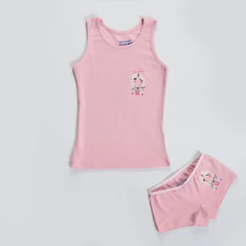 طقم بناتى كت عريض هوت شورت -بينك