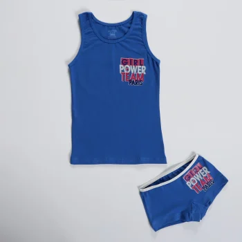 طقم بناتى كت عريض هوت شورت -أزرق